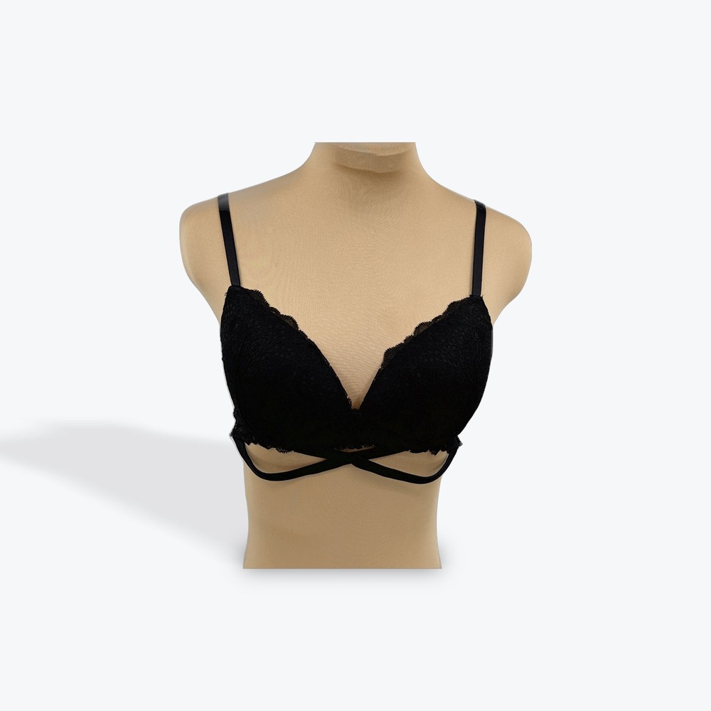 PINK‎ Victoria's Secret Black Lace Padded Bralette Underwire Bra 34B